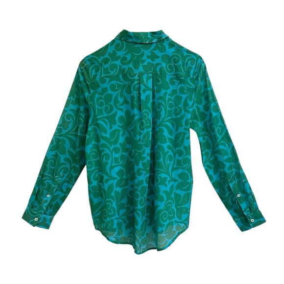 NWT Sundance Nature’s Joy Cotton Button Down Shirt Sz Small Teal Green - Picture 4 of 5